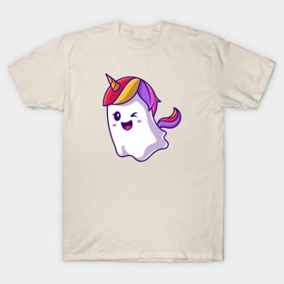 Cute Unicorn Ghost Cartoon T-Shirt